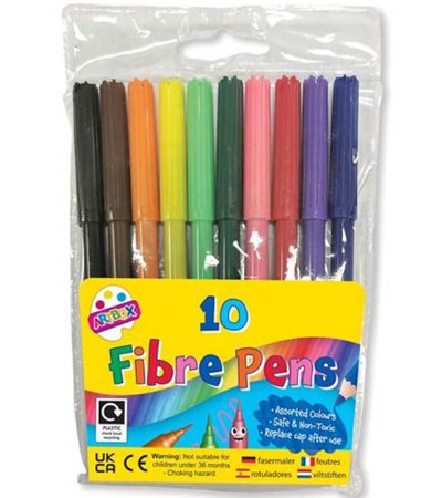 Art Box 10pk Fibre Felt Tip Pens