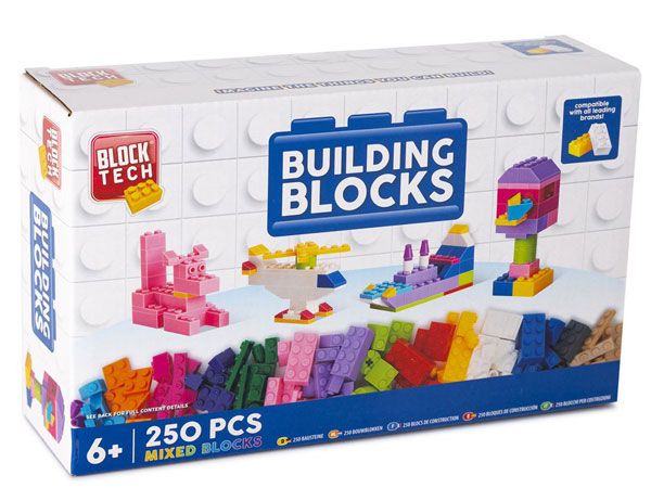 Block Tech 250pce Building Blocks In Mixed Colours